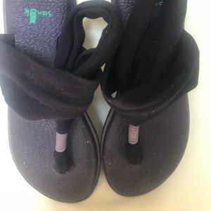 Sanuk Yoga Mat Sling Flip Flop Sandals Black 7